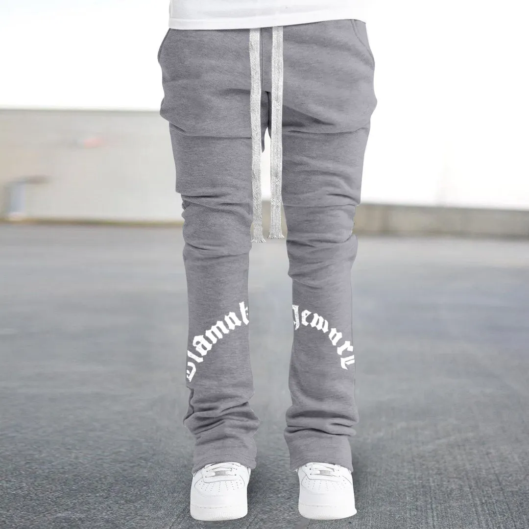 Street-inspired suede casual straight-leg trousers