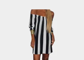 Stripe Off Shoulder Dress - The Ibiza