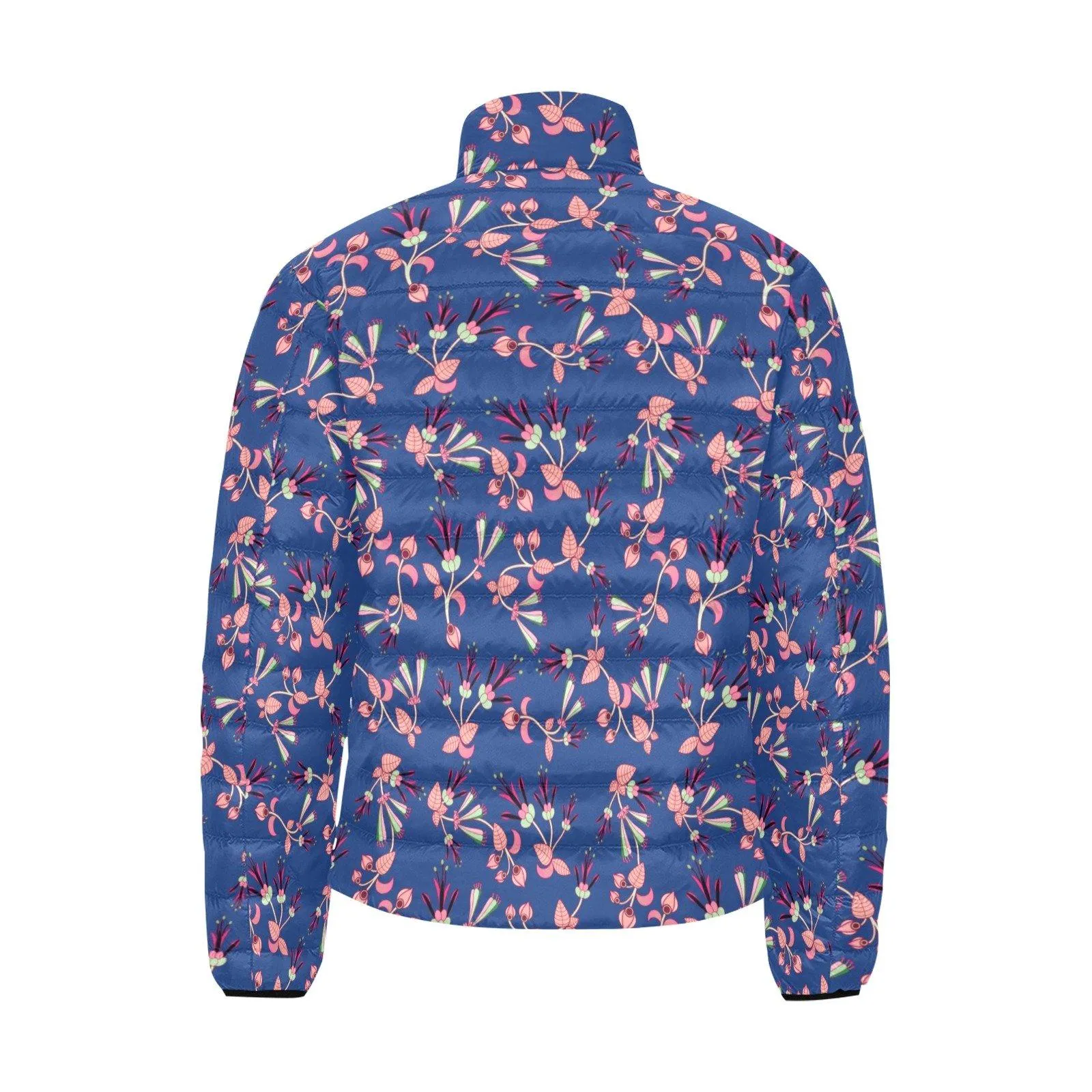 Swift Floral Peach Blue Men's Stand Collar Padded Jacket