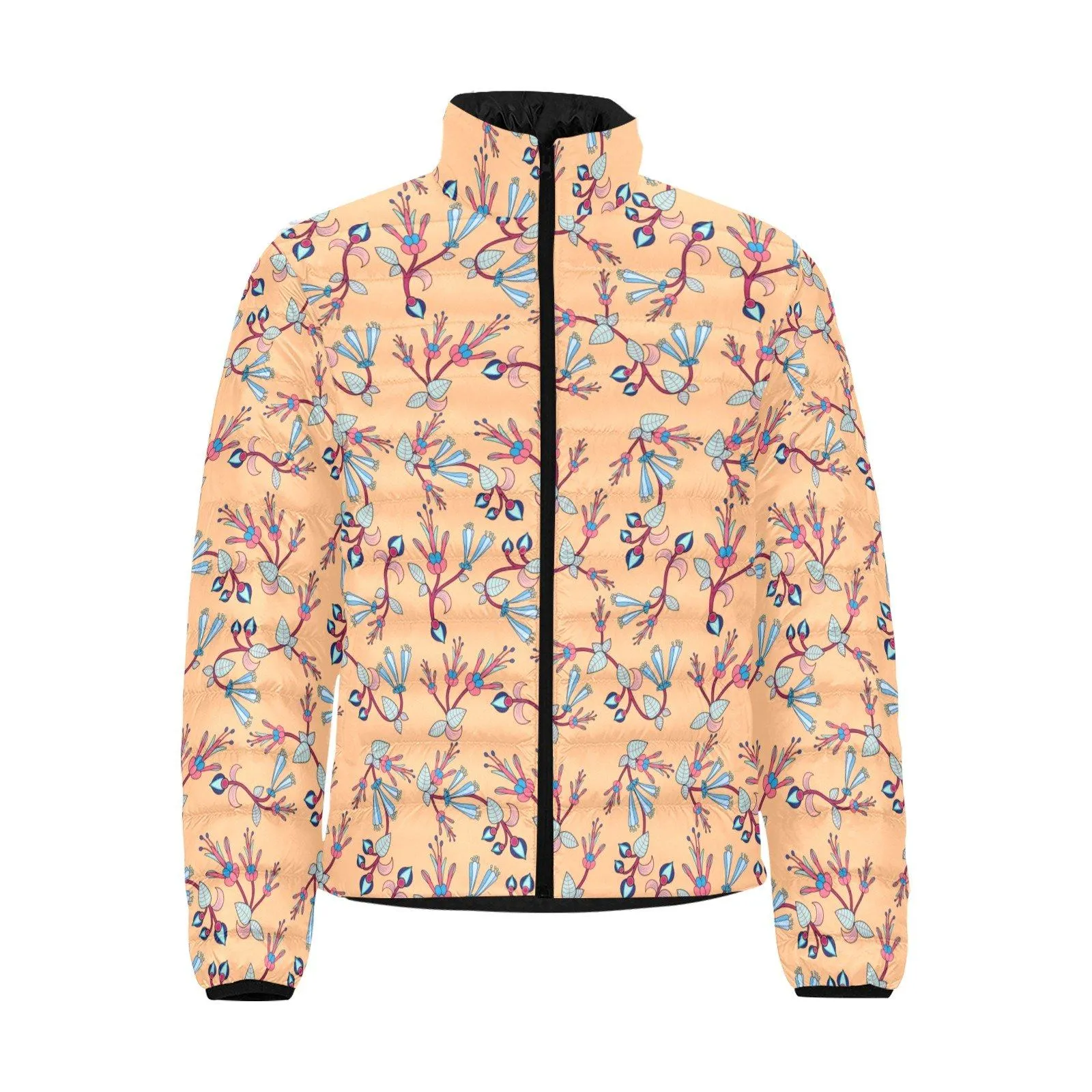 Swift Floral Peache Men's Stand Collar Padded Jacket