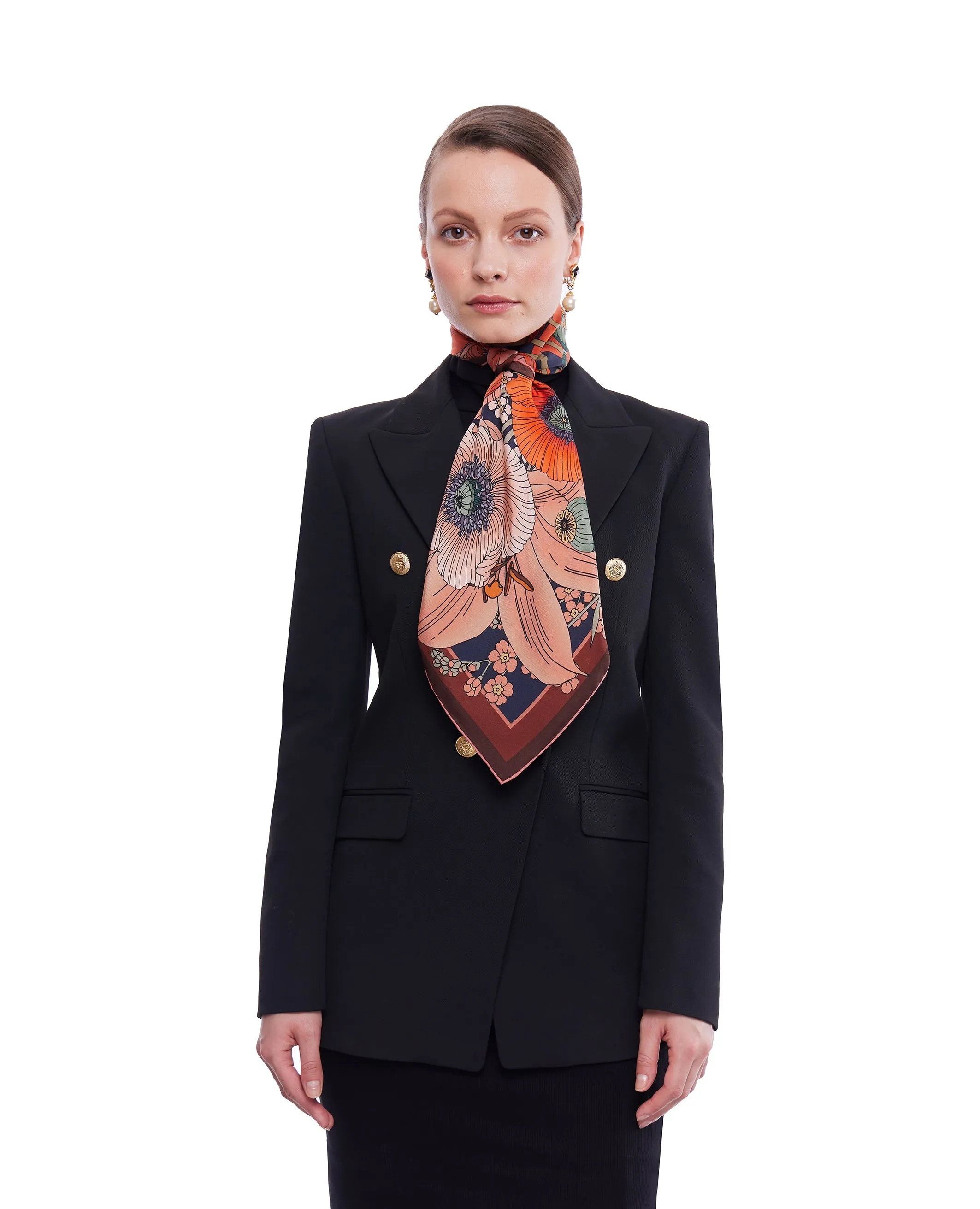 The Lily & Poppy Silk Scarf | 65x65cm