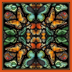 The Tropical Butterfly Silk Scarf - Burnt Orange | 90x90cm [Preorder]