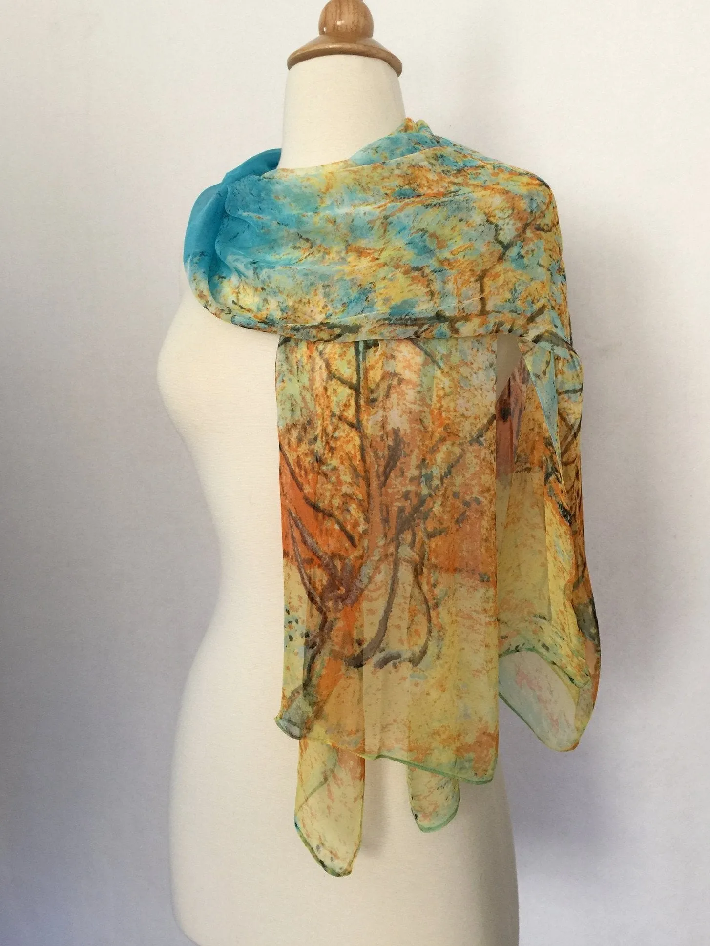 Van Gogh Trees Scarf - Blue/Gold/Orange/Brown