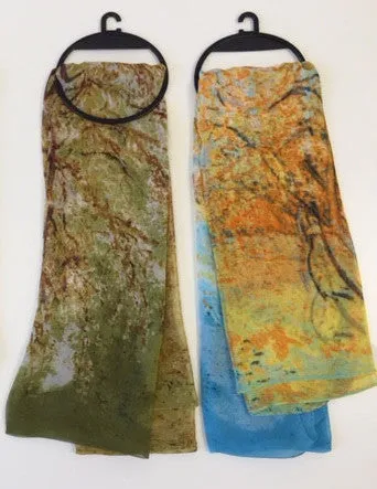 Van Gogh Trees Scarf - Blue/Gold/Orange/Brown