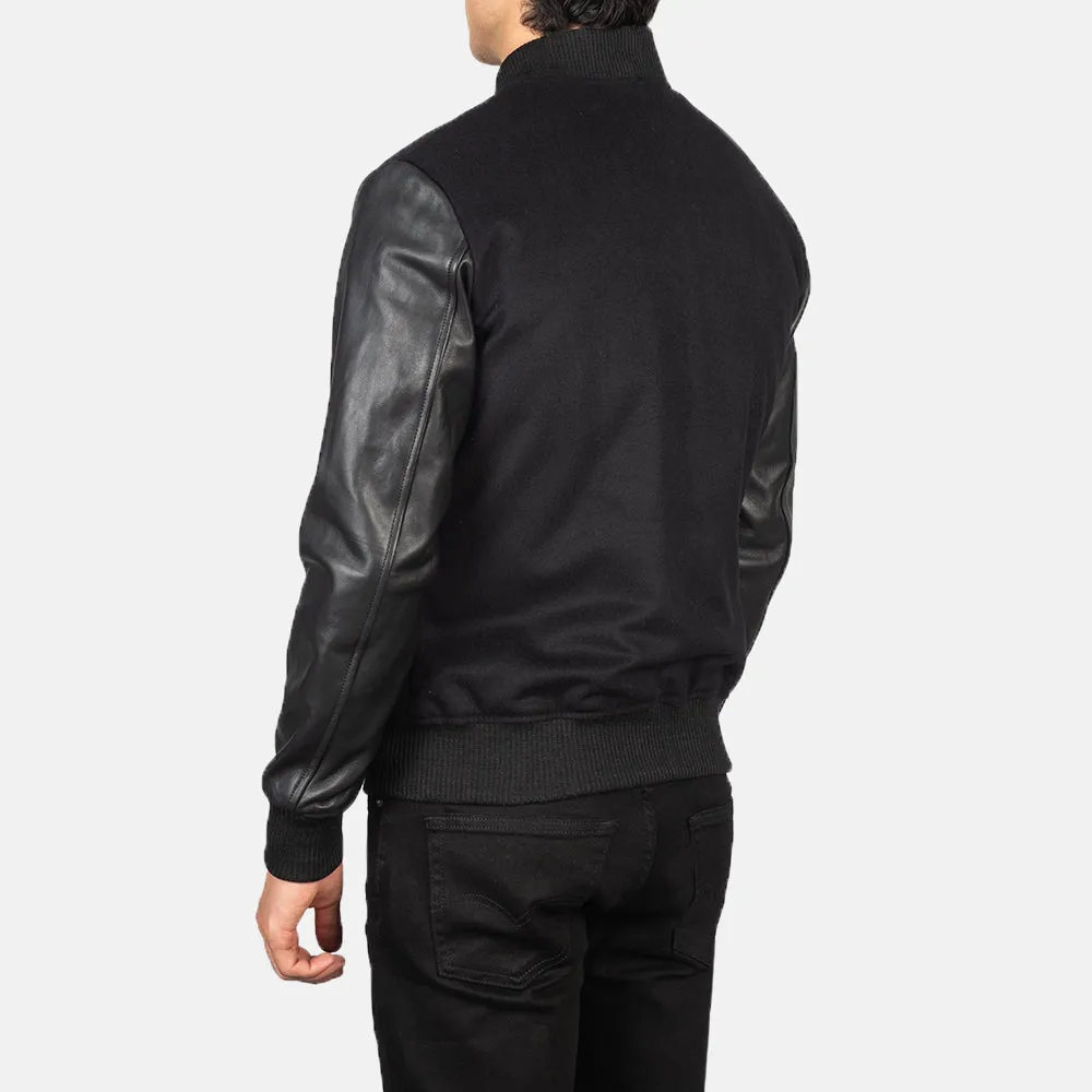 Vaxton Black Hybrid Varsity Jacket