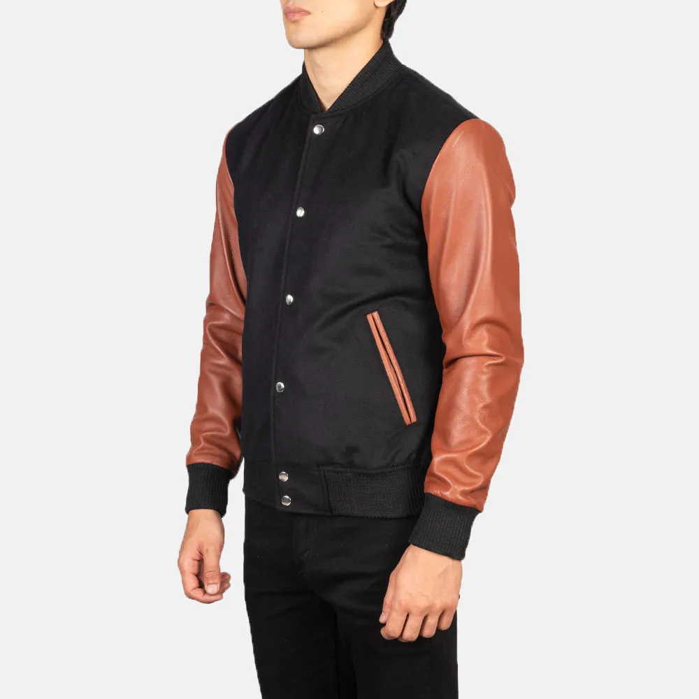 Vaxton Brown Hybrid Varsity Jacket