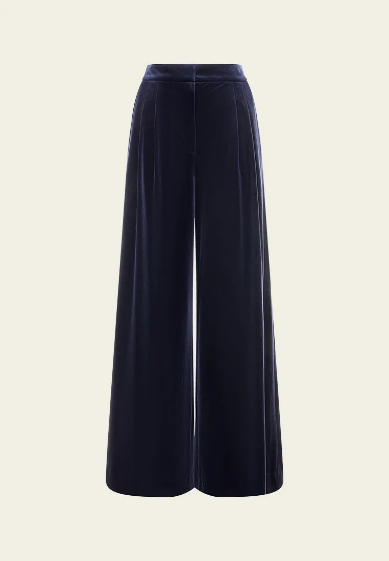 Velvet Wide-leg Elasticated Pants