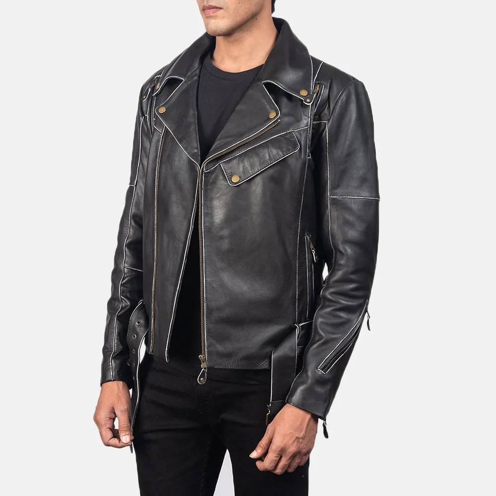 Vincent Black Leather Biker Jacket