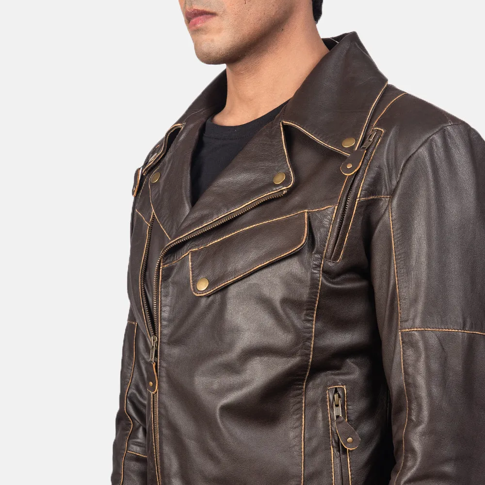 Vincent Brown Leather Biker Jacket