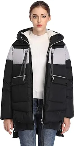 Warm Parka Down Color Block Coat