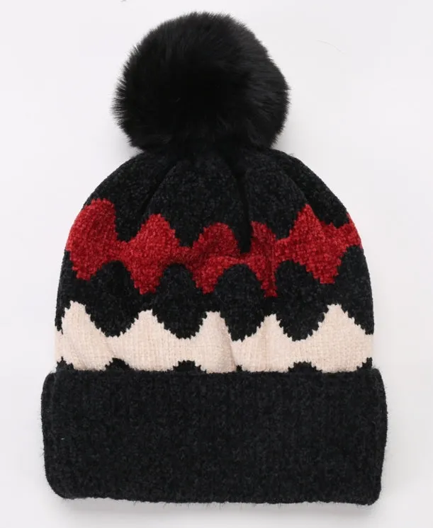 Winter Soft Knit Pom Beanie Fleece Skull Slouch Hat YZP0079