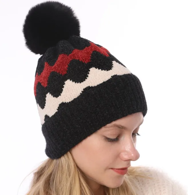 Winter Soft Knit Pom Beanie Fleece Skull Slouch Hat YZP0079