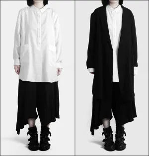 Women Loose Long Shirt / Tunic Shirt Irregular Assimetric Hem