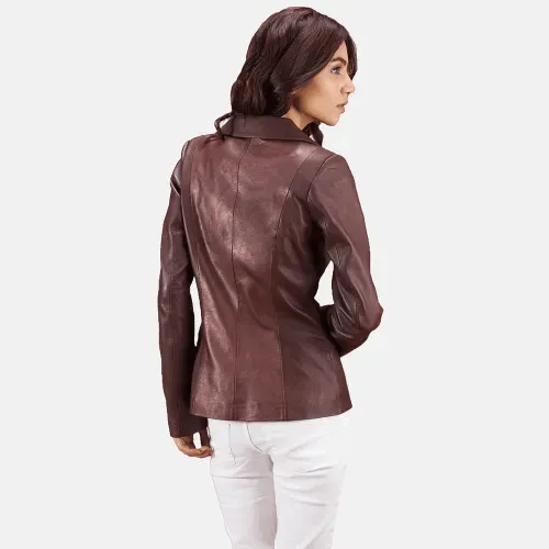 Womens Ruby Metallic Leather Blazer Jacket