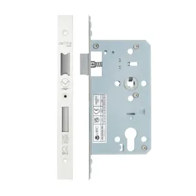 Zoo Din Euro Sashlock- Backset 60mm - 2 Pc Forend - Square - PCW - Powder Coated White-Powder Coat White